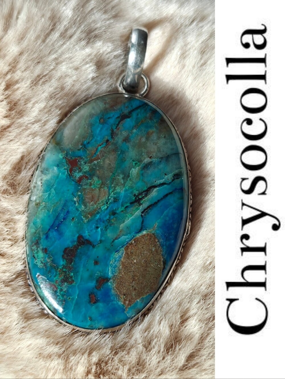 Mesmerizing Chrysocolla Gemstone Handmade Pendant